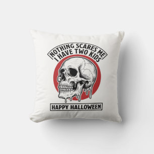 Rolig Halloween Två Barn Dödskalle Tröja Design_1 Kudde