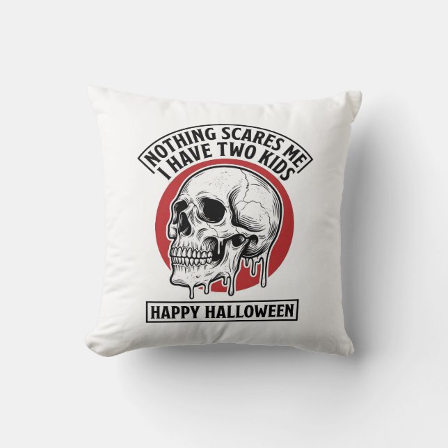 Rolig Halloween Två Barn Dödskalle Tröja Design_1 Kudde (Framsida)