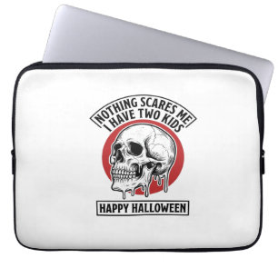 Rolig Halloween Två Barn Dödskalle Tröja Design_1 Laptop Fodral