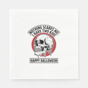Rolig Halloween Två Barn Dödskalle Tröja Design_1 Pappersservett