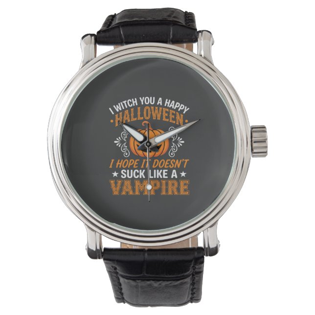 Rolig Halloween Vampyr Pumpa Armbandsur (Framsida)