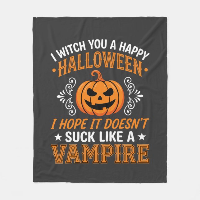 Rolig Halloween Vampyr Pumpa Fleecefilt (Framsidan)