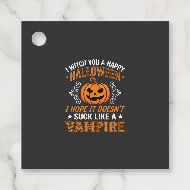 Rolig Halloween Vampyr Pumpa Gåvor Etiketter (Framsida)