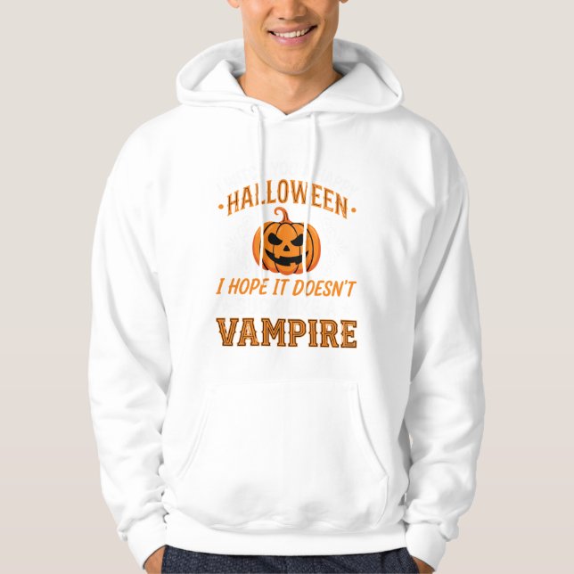 Rolig Halloween Vampyr Pumpa Hoodie (Framsida)