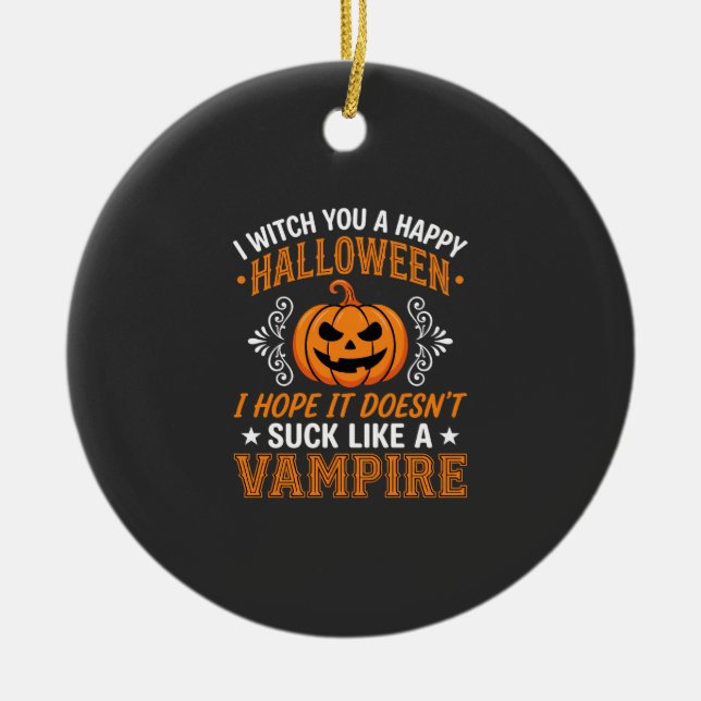 Rolig Halloween Vampyr Pumpa Julgransprydnad Keramik (Framsidan)