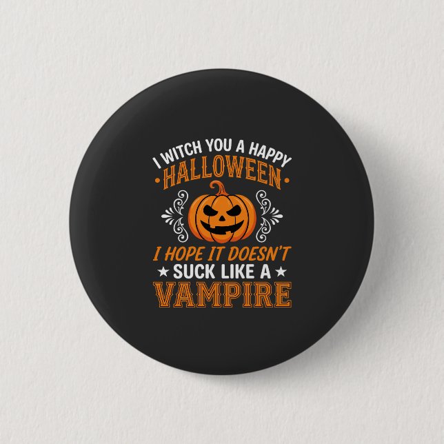 Rolig Halloween Vampyr Pumpa Knapp (Framsida)