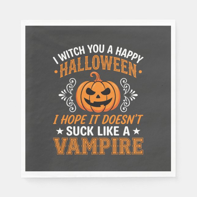 Rolig Halloween Vampyr Pumpa Pappersservett (Framsidan)