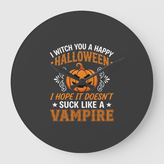 Rolig Halloween Vampyr Pumpa Stor Klocka (Framsida)