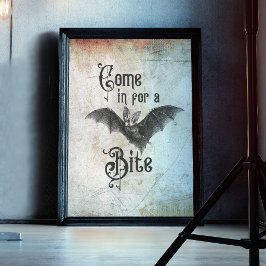Rolig Halloween-vampyrfladdermus Kom in för en bit Poster