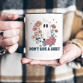 Rolig Halloween Vintage Spöke & Blomma Kaffemugg