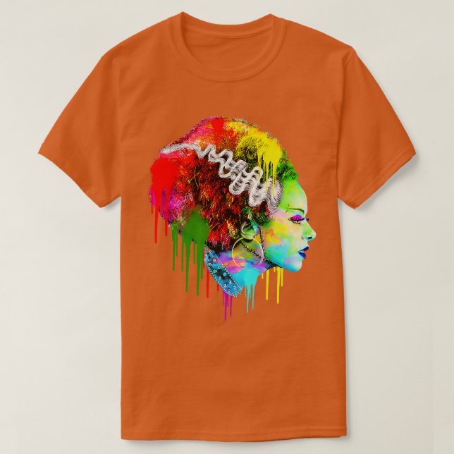 Rolig Halloweenbrud, Färgrik Modern Brud  T Shirt (Design framsida)