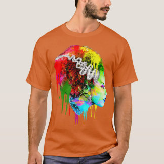 Rolig Halloweenbrud, Färgrik Modern Brud  T Shirt