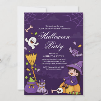 Rolig Halloweenfest för barn Inbjudan Spöke Pumpa