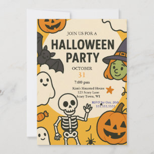 Rolig Halloweenfest för barn Inbjudningar