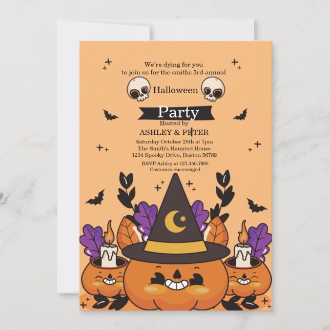Rolig Halloweenfest för barn Spökpumpa Inbjudan  (Framsida)
