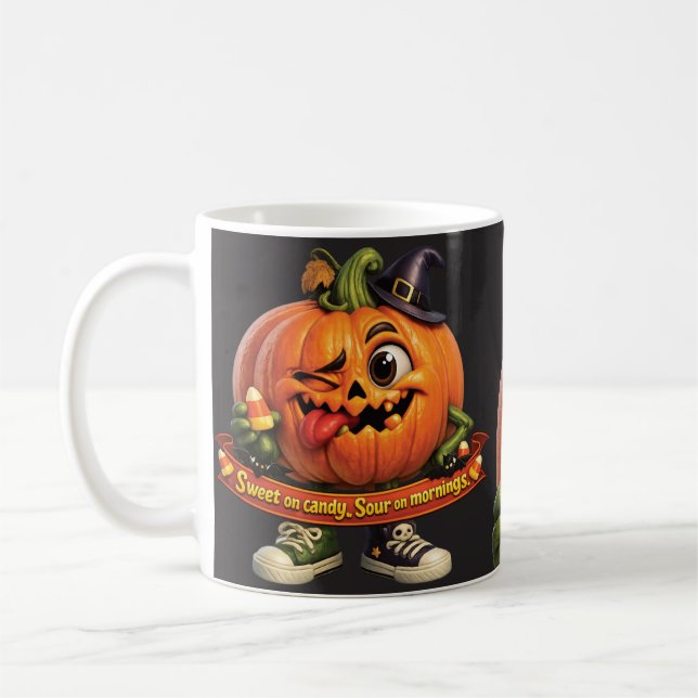 Rolig Halloweenhalloweenpumpa Kaffemugg (Vänster)