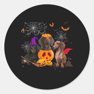 Rolig Halloweenhäxa Tax Matchande Hund Runt Klistermärke