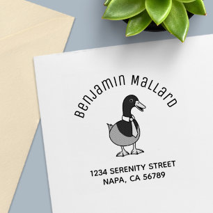 Rolig halsbandsand med adress till Mallard Duck Självfärgande Stämpel
