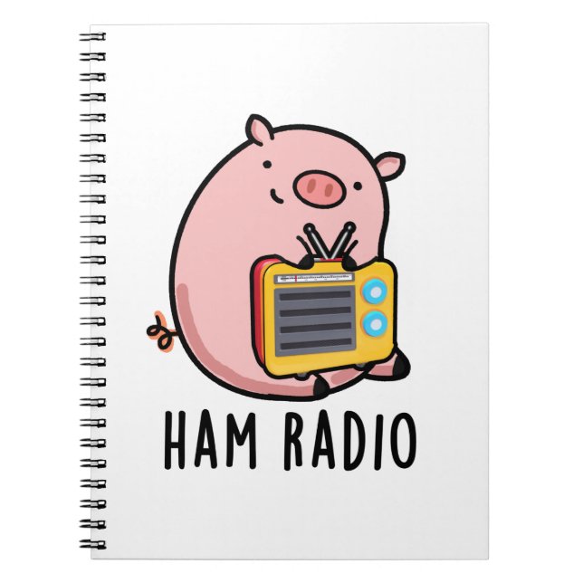 Rolig Ham Radio-gris Puns  Anteckningsbok (Framsidan)