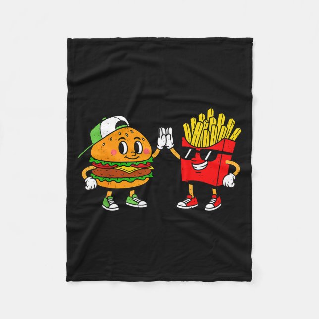 Rolig Hamburger Pommes Frites Combo Snacks Snabbma Fleecefilt (Framsidan)
