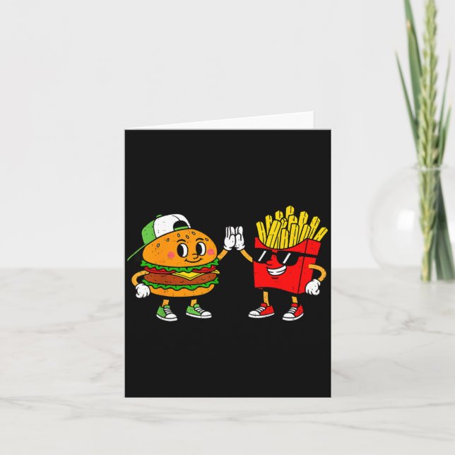 Rolig Hamburger Pommes Frites Combo Snacks Snabbma Kort (Framsida)