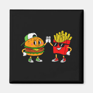 Rolig Hamburger Pommes Frites Combo Snacks Snabbma Magnet