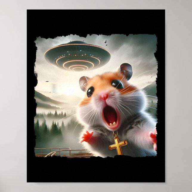 Rolig Hamster Selfie Med Alien Trip Meme Husdjur C Poster (Framsidan)