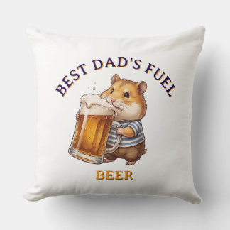 Rolig Hamster som Dricker Öl - Kudde
