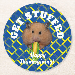 Rolig hamster Thanksgiving Underlägg Papper Rund