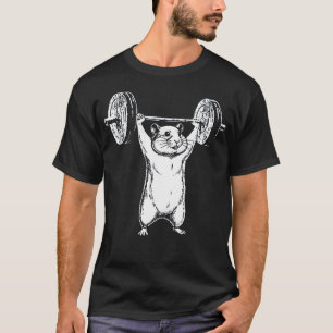 Rolig Hamster Tyngdlyftning Gym Träning Djur T Shirt