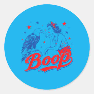 Rolig Hand Boop Näsa Flicka Örn Rolig Patriotisk Runt Klistermärke