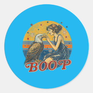 Rolig Hand Boop Näsa Flicka Örn Rolig Patriotisk Runt Klistermärke