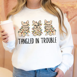 Rolig Handritad Fransk Bulldog Jul T Shirt