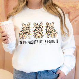 Rolig Handritad Fransk Bulldog Julskjorta T Shirt
