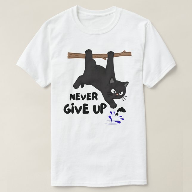 Rolig Hängande Kattdesign T Shirt (Design framsida)