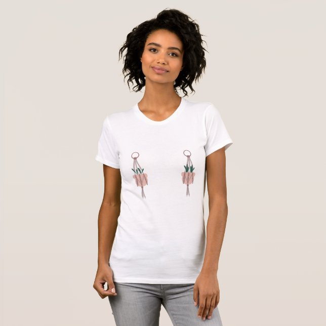 Rolig Hängande Planterare Macrame Djungel Husväxt T Shirt (Hel framsida)