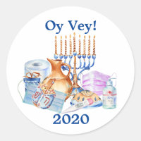 Rolig Hanukkah Covid Akvarell Karantän 2020