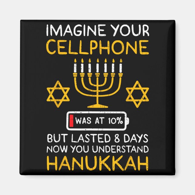 Rolig Hanukkah Föreställ Din Mobiltelefon Chanukah Magnet (Framsidan)