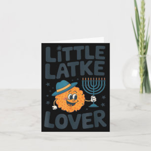 Rolig Hanukkah Liten Latke Judisk Familj Barn Mat Kort