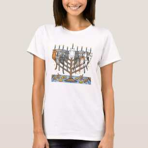 Rolig Hanukkah Meowzel Katter Menorah T Shirt