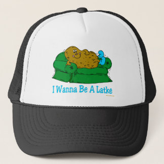 ROLIG HANUKKAH SKJORTA 'IWANT SOM ÄR A LATKE TRUCKERKEPS