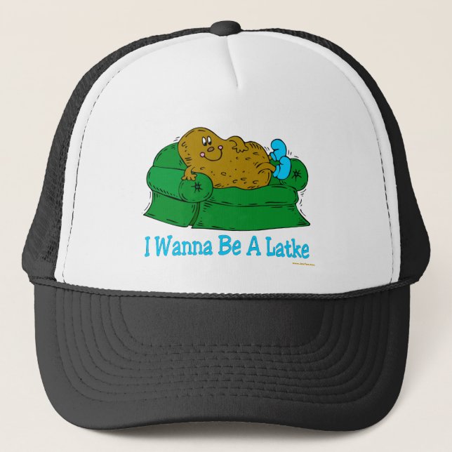 ROLIG HANUKKAH SKJORTA 'IWANT SOM ÄR A LATKE TRUCKERKEPS (Framsida)