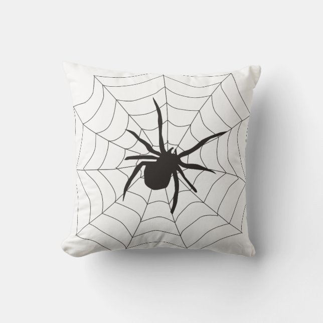 Rolig happy halloweenspindel med webben kudde (Framsida)