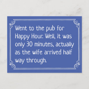 Rolig Happy Hour Pub Skämt Vykort