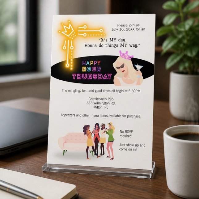 Rolig Happy Hour Torsdag Invitation för Kvinnor  Inbjudningar (Skapare uppladdad)
