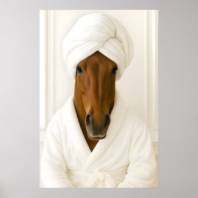 Rolig Häst Badrumstryck, Häst i Badräkt Poster (Framsidan)