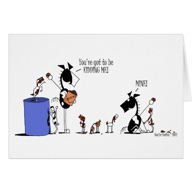 Rolig häst- & getungetecknad hälsningskort (Framsidan Horizontal)