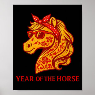 Rolig häst gratulerar glad kinesiskt nyår för häst poster
