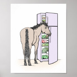 Rolig Häst Köksväggkonst | Hästälskare Gåva Poster