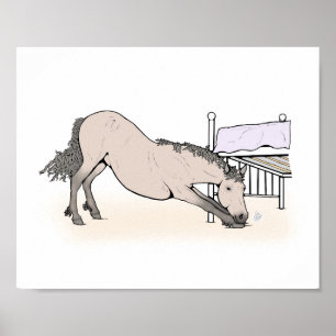 Rolig Häst Konsttryck   Whimsical Heminredning Poster